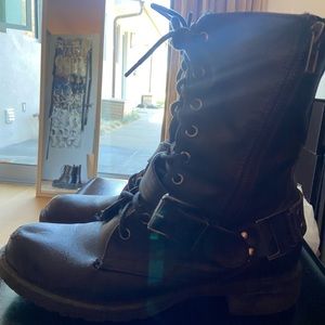 Black combat boots